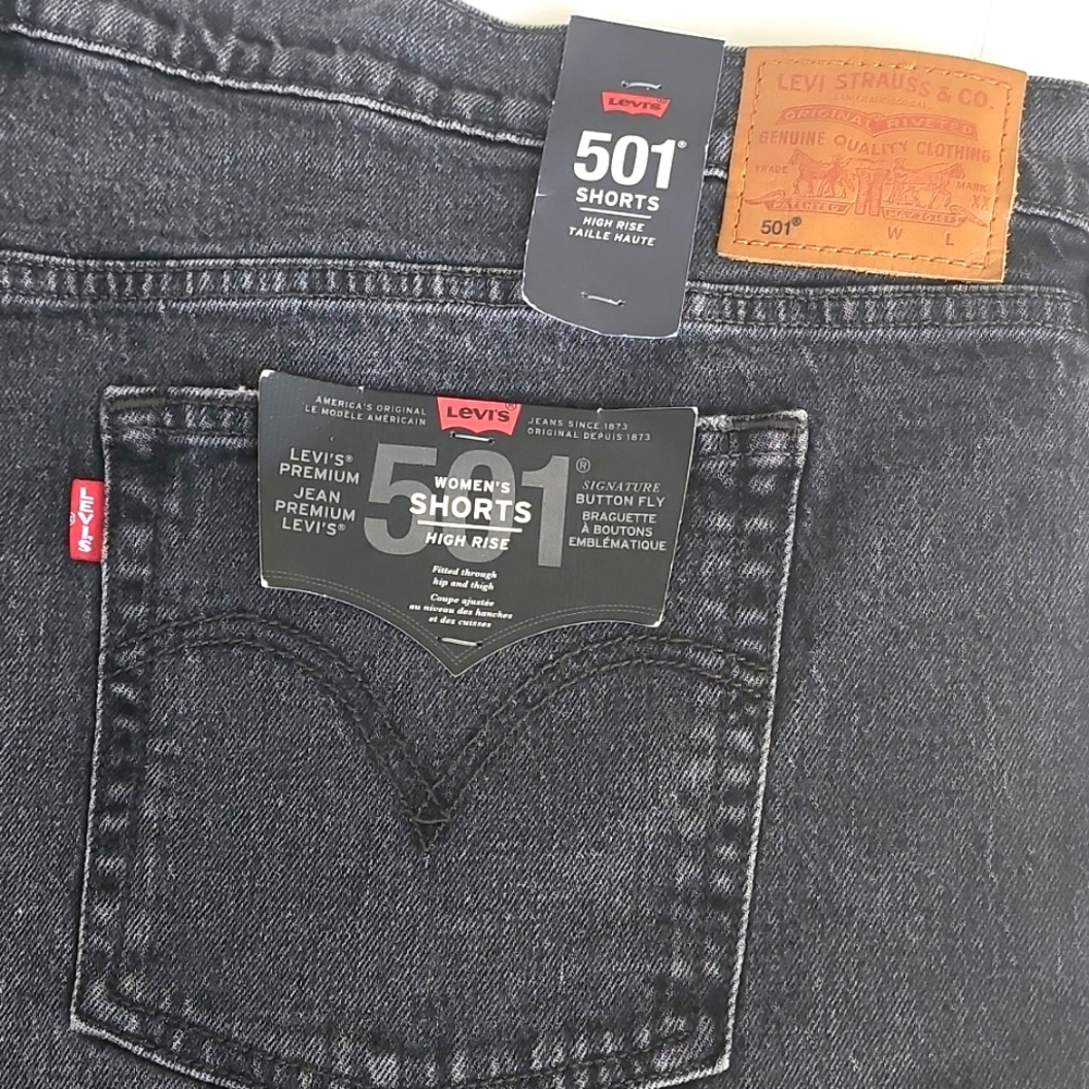 501 levis PREMIUM shorts high rise shorts button fly faded black NWt!  Size 24 - Picture 11 of 12